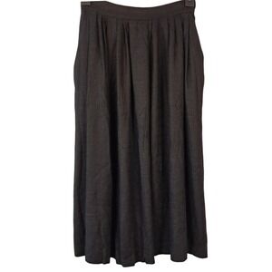 Vintage 70s CLAUDE‎ XXS Gathered Dirndl-Style Black Midi Skirt Grandmacore Boho